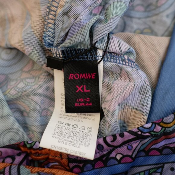 NEW Romwe XL Crop Tube Top Drawstring Blue Purple Orange Sun Blouse - Picture 6 of 7